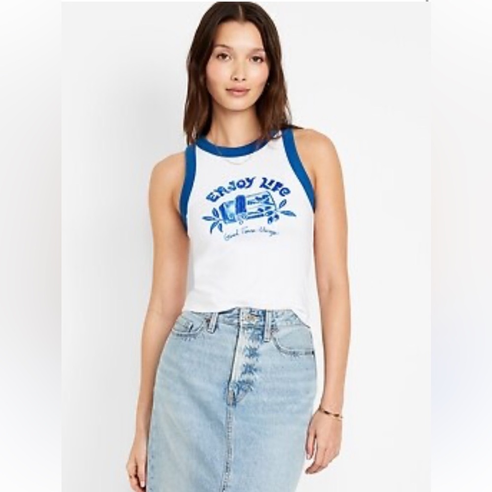 Old Navy Blue and White Tank Top